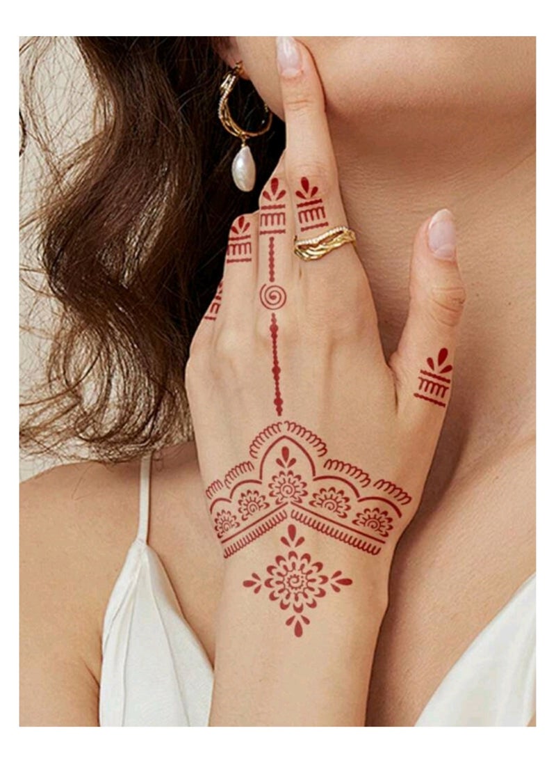 Generic - 2pcs/set Hand Flower Henna Hollow Out Template Stickers - Image 1