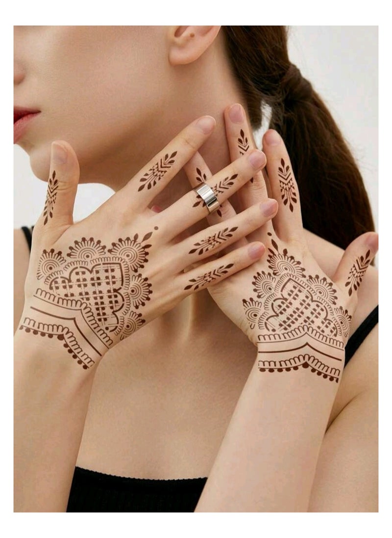 Generic - 2pcs/set Hand Flower Henna Hollow Out Template Stickers - Image 1