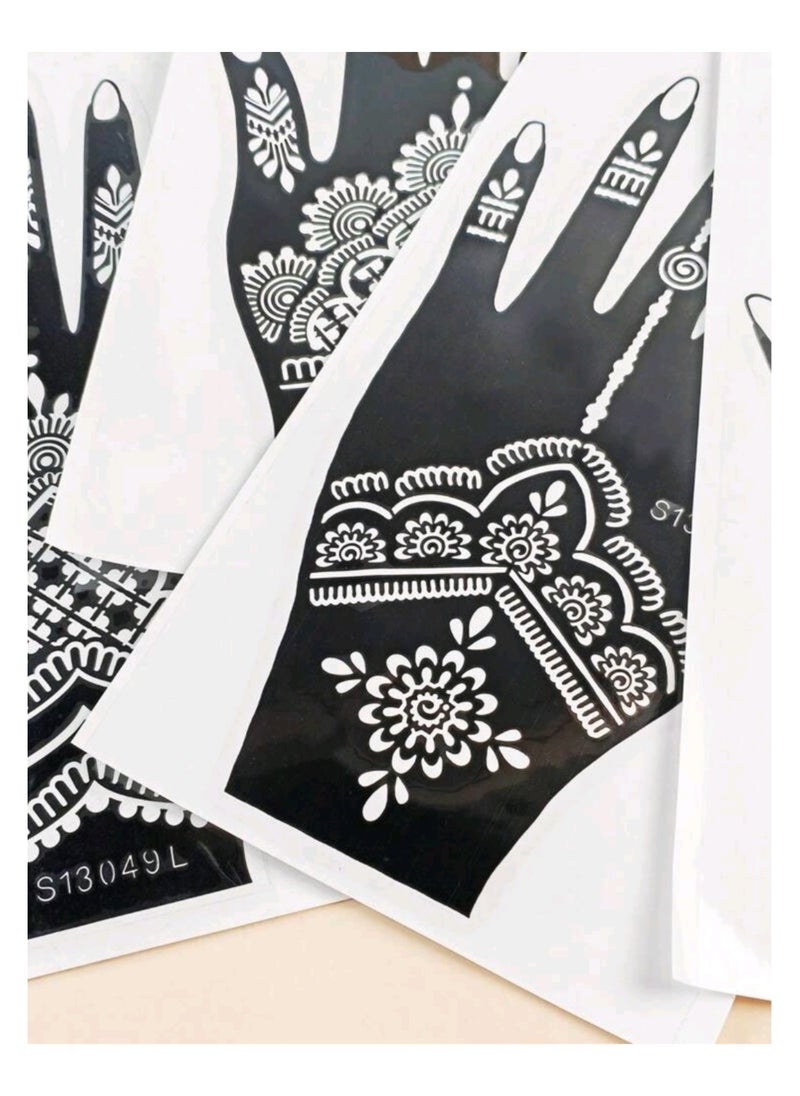 Generic - 2pcs/set Hand Flower Henna Hollow Out Template Stickers - Image 1