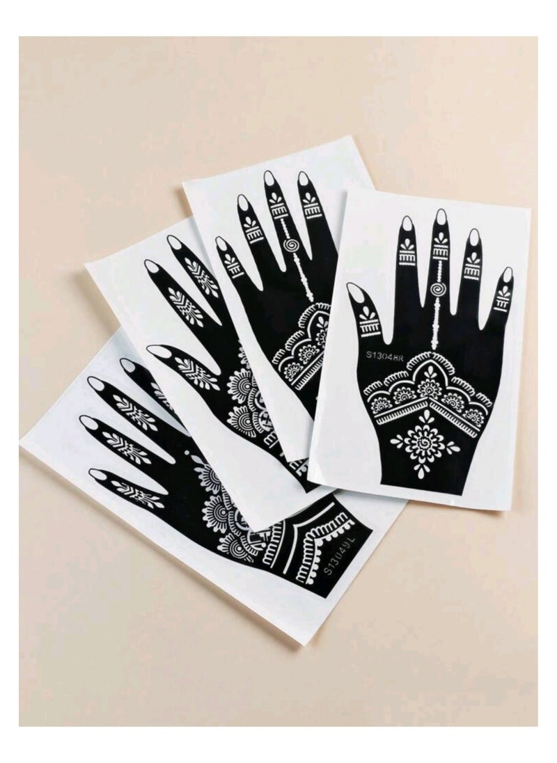 Generic - 2pcs/set Hand Flower Henna Hollow Out Template Stickers - Image 1