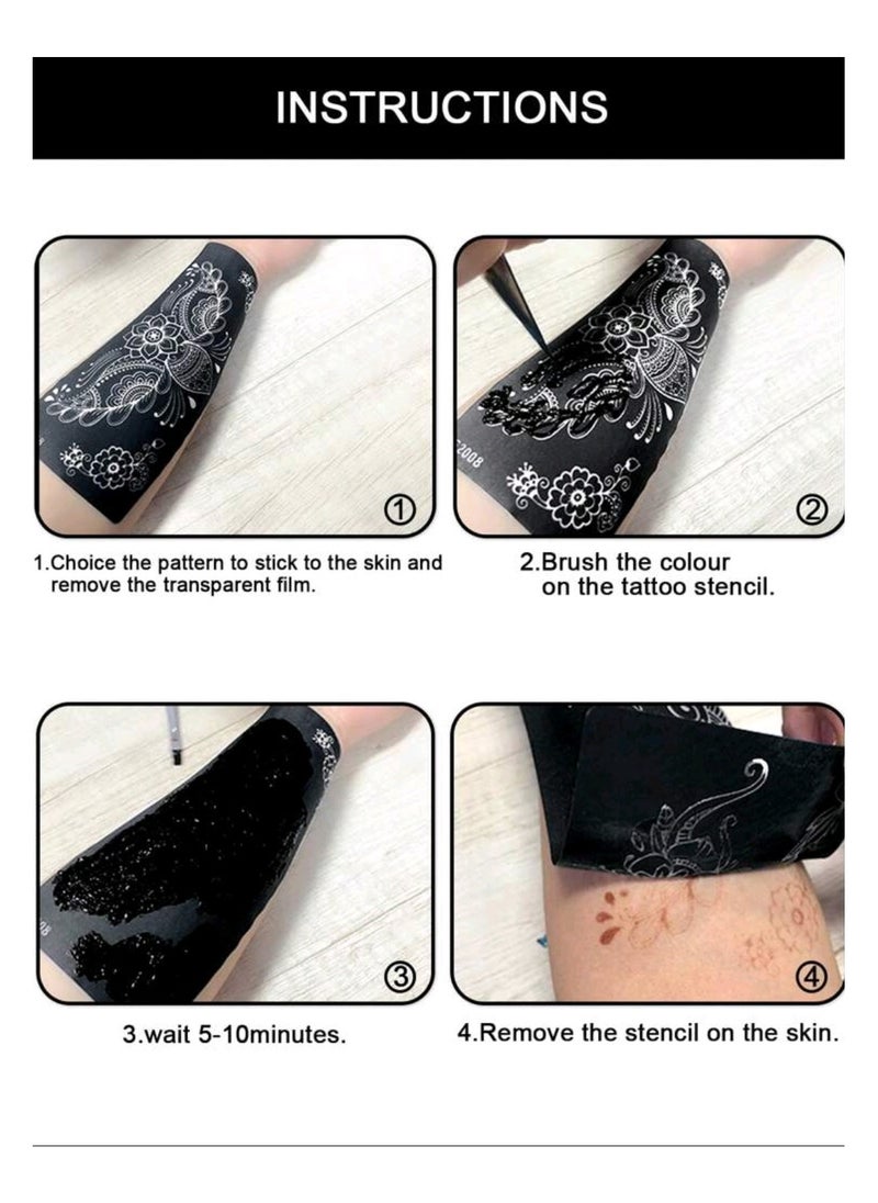 Generic - 2pcs/set Hand Flower Henna Hollow Out Template Stickers - Image 1