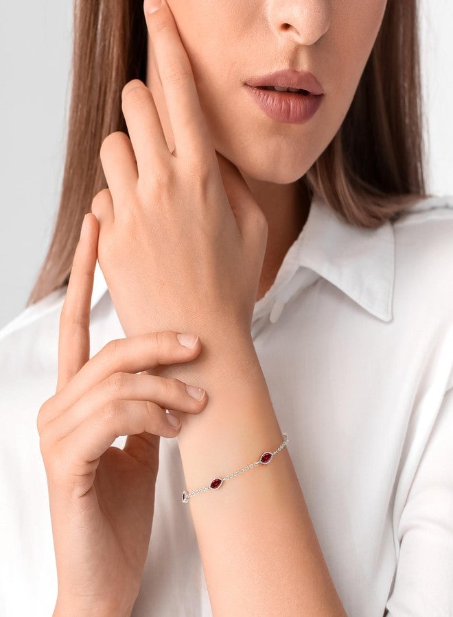 CDE Birthstone Bracelet for Women 925 Sterling Silver Charm Link Evil Eye Gothic Black Angle Eye Bracelet with Cubic Zirconia Anniversary Birthday Christmas Jewelry Gifts for Women Wife Girlfriend Her - Image 5