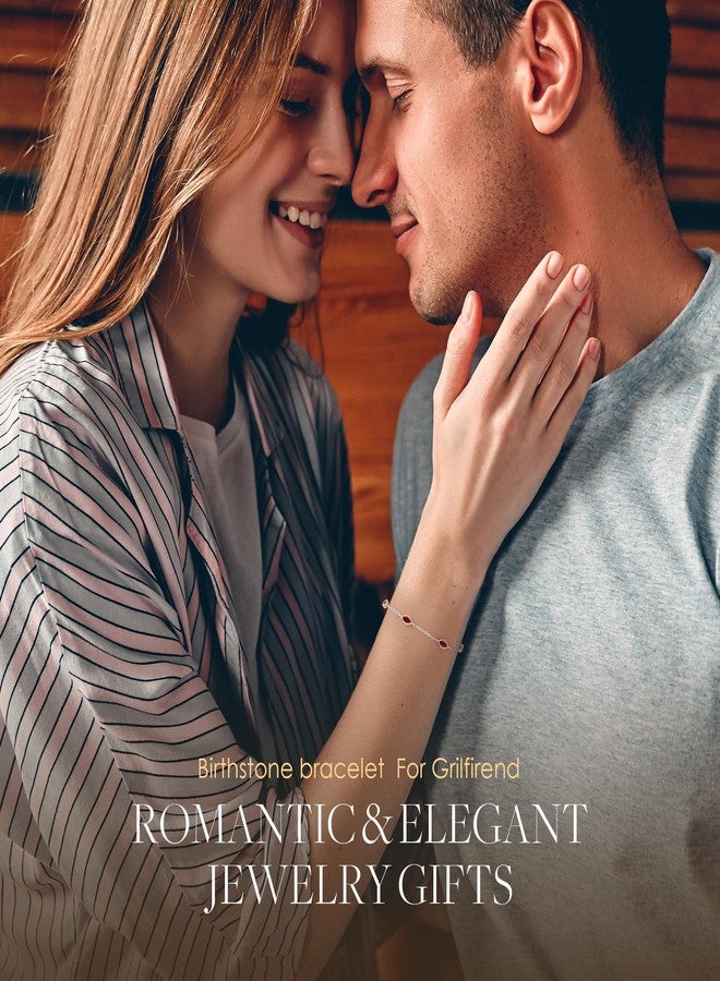 CDE Birthstone Bracelet for Women 925 Sterling Silver Charm Link Evil Eye Gothic Black Angle Eye Bracelet with Cubic Zirconia Anniversary Birthday Christmas Jewelry Gifts for Women Wife Girlfriend Her - Image 3