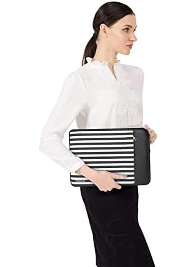Mosiso Laptop Sleeve Compatible With Macbook Air 13 Inch M2 A2681 M1 A2337 A2179 A1932 Pro 13 M2 M1 A2338 A2251 A2289 A2159 A1989 A1706 A1708 Horizontal Stripe Pu Leather Bag With Small Purse Black  - Image 5