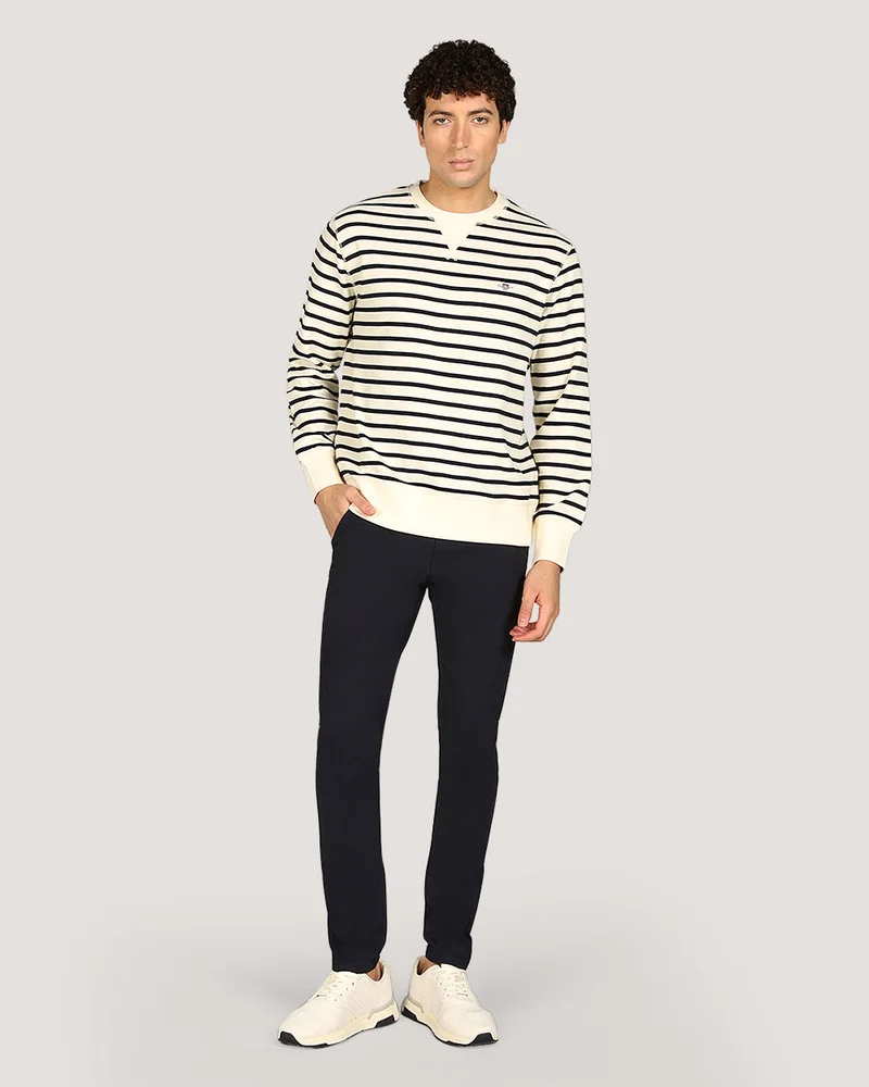 GANT Striped Waffle Crew Neck Sweatshirt
