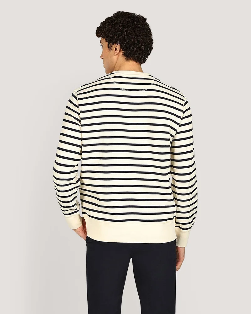 GANT  Striped Waffle Crew Neck Sweatshirt for Men | Best Price UAE