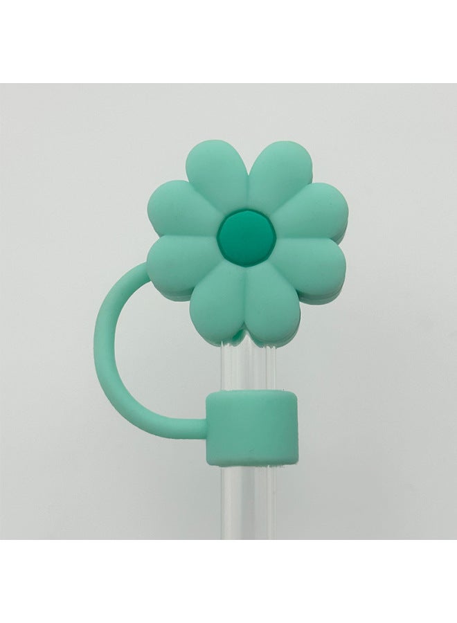 Cross-border 10mm Stanley Straw Cap Cute Flower Straw Plug Stanley Straw Dust Cover Cover Cover Accessories-Color:Aqua Blue-Specifications:Individually Packaged  - Image 1