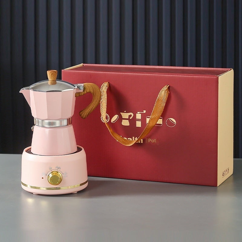 Pink* (Heater + Mocha Pot) Six-Piece Set with Full Outdoor Filter Kit, Espresso Grind, Men's Gift  Box