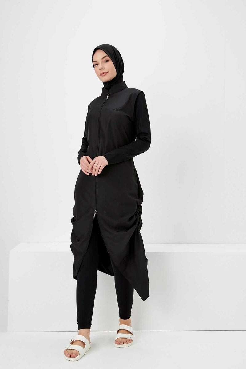 Haşema Full Length Black Hijab Swimsuit H20-6021 - Image 1