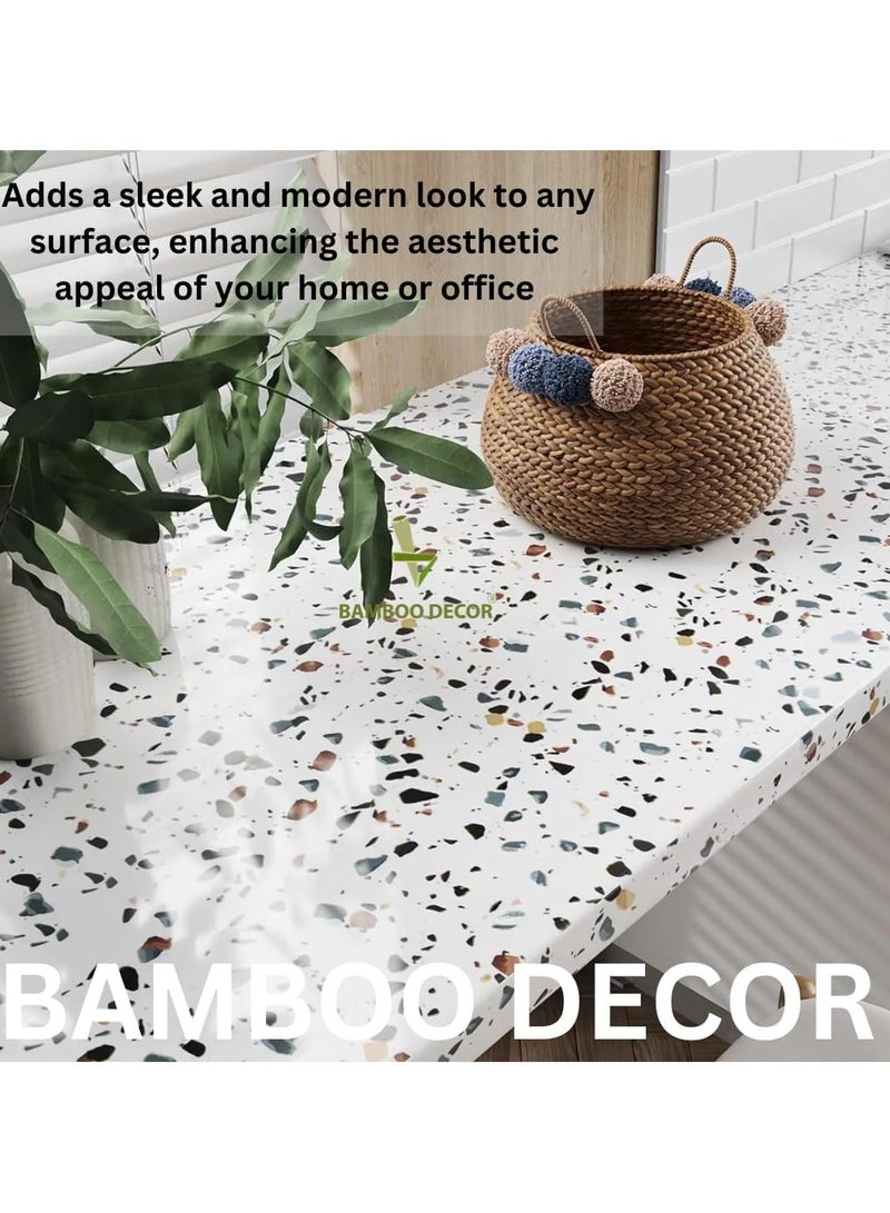 Bamboo Decor | Self Adhesive Wallpaper Peel & Stick Extra Thickened  Water-resistant Moist-proof Wall Decoration for Living room -Kitchen -Bedroom -Bathroom-office (Terrazzo , 60 x 400 CM) - Image 4