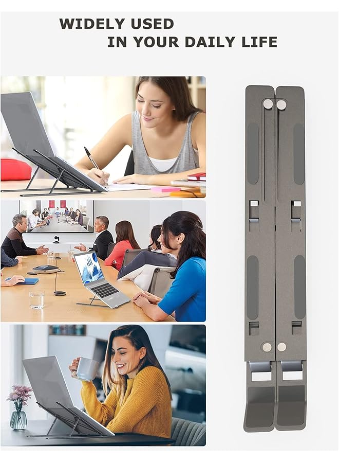 sulfar Portable Laptop Stand Phocar Adjustable Tablet Notebook Stand For Ipad Macbook Pro Laptop Desk Riser Foldable Notebook Cooling Stand For Macbook Dell Asus Lenovo Grey  - Image 2