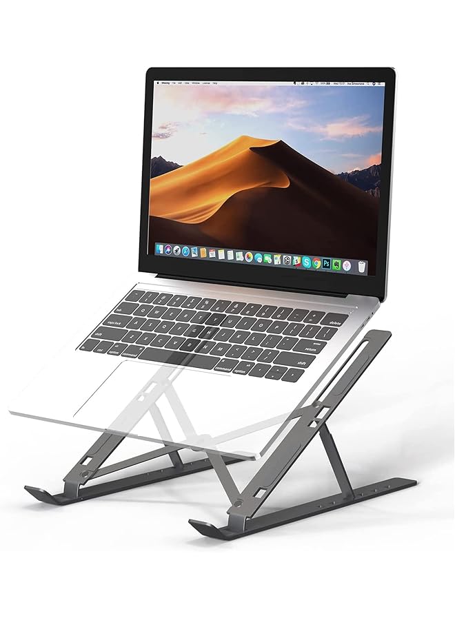 sulfar Portable Laptop Stand Phocar Adjustable Tablet Notebook Stand For Ipad Macbook Pro Laptop Desk Riser Foldable Notebook Cooling Stand For Macbook Dell Asus Lenovo Grey  - Image 1
