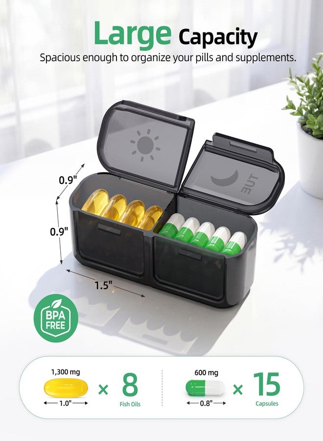 PULIV Large Weekly Pill Organizer 2 Times a Day with Face-Up Prints for Easy Pill Tracking, AM PM Pill Case with Dual Protection, Compact Travel Pill Box 7 Day for Vitamins, Fish Oils, Supplements - Image 3