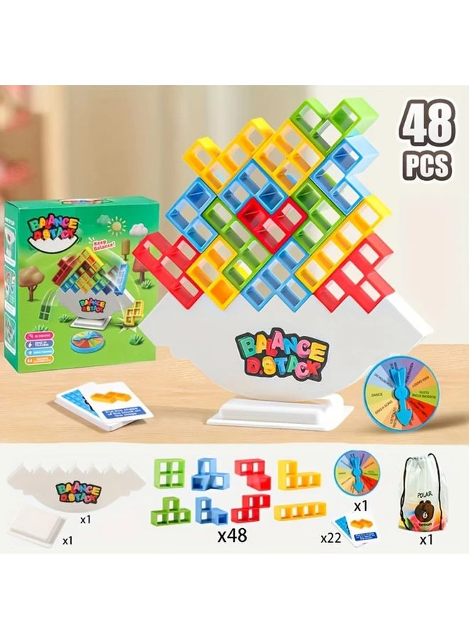 48pcs Multi Color Building Blocks Set Interactive Stacking Tower Game For Kids - Image 1
