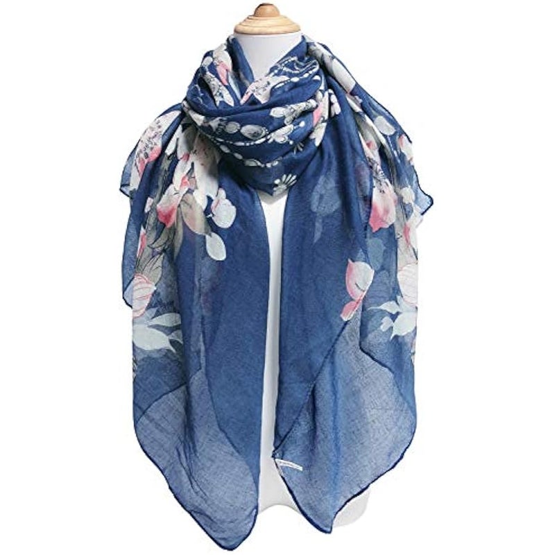 Spring Lightweight Scarves Fashion Flowers Print Women Shawl Wrap - Image 2