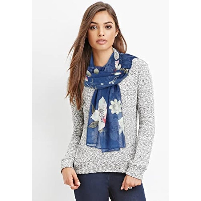 Spring Lightweight Scarves Fashion Flowers Print Women Shawl Wrap - Image 3