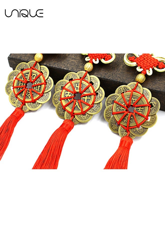 يونيك 2 قطعة قلادة سيارة - قلادة المنزل - الصين عقدة حبل أحمر قلادة - لاكي النحاس عملة قلادة - Image 4