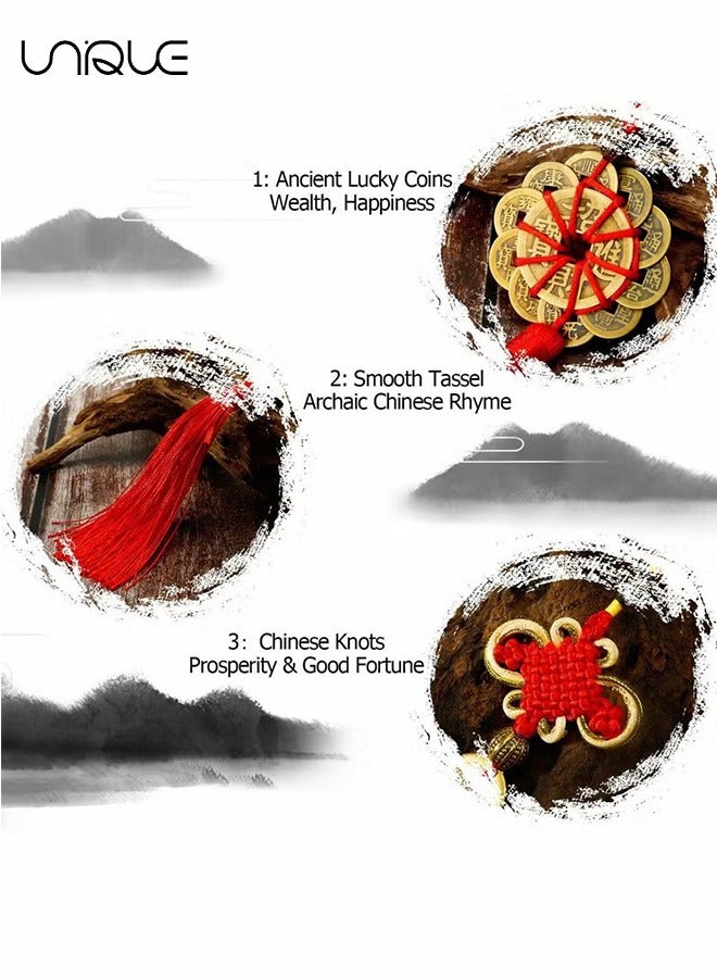 يونيك 2 قطعة قلادة سيارة - قلادة المنزل - الصين عقدة حبل أحمر قلادة - لاكي النحاس عملة قلادة - Image 2