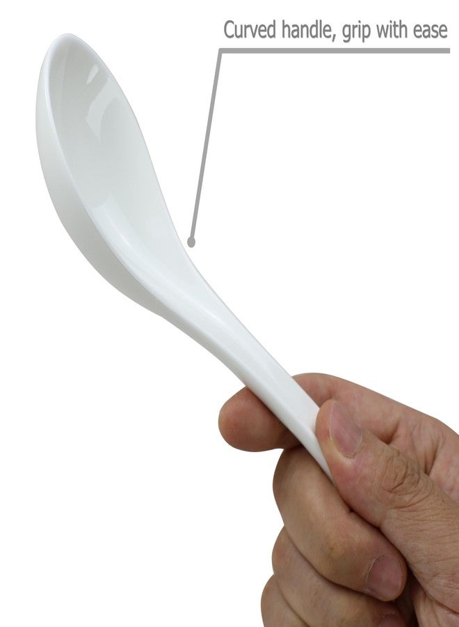 EIKS 2 Pack Porcelain Serving Spoon Soup Ladles for Serving Cooking Mixing Stews Noodles Rice Soup - 9 inch Long - Image 2