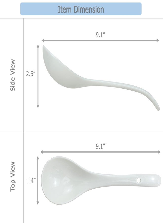 EIKS 2 Pack Porcelain Serving Spoon Soup Ladles for Serving Cooking Mixing Stews Noodles Rice Soup - 9 inch Long - Image 3