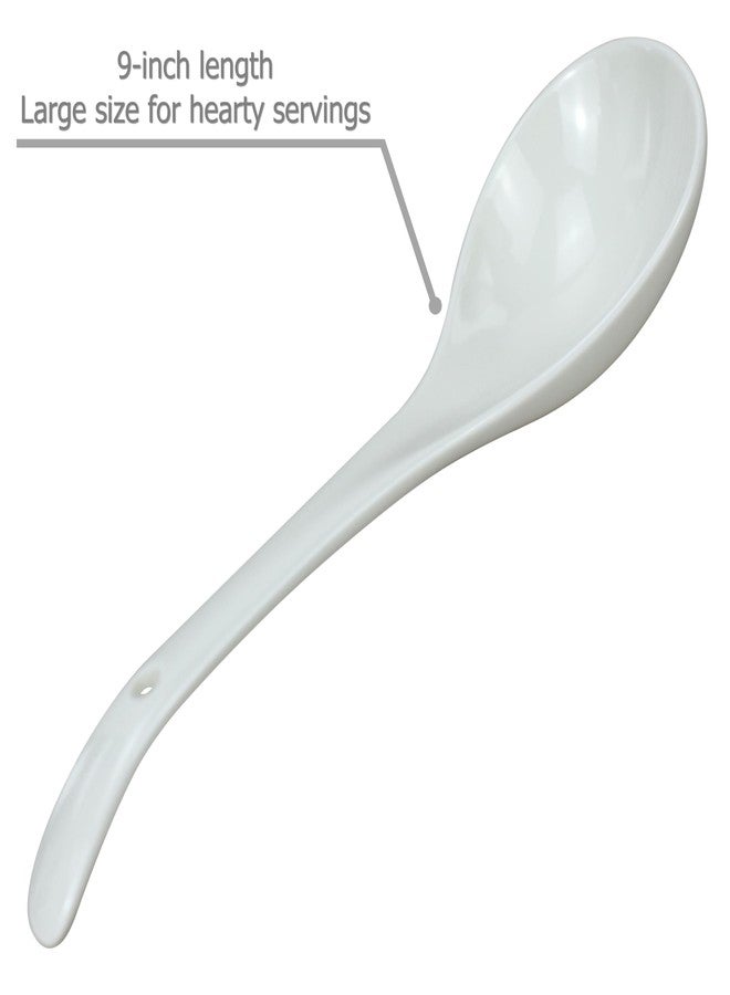 EIKS 2 Pack Porcelain Serving Spoon Soup Ladles for Serving Cooking Mixing Stews Noodles Rice Soup - 9 inch Long - Image 4