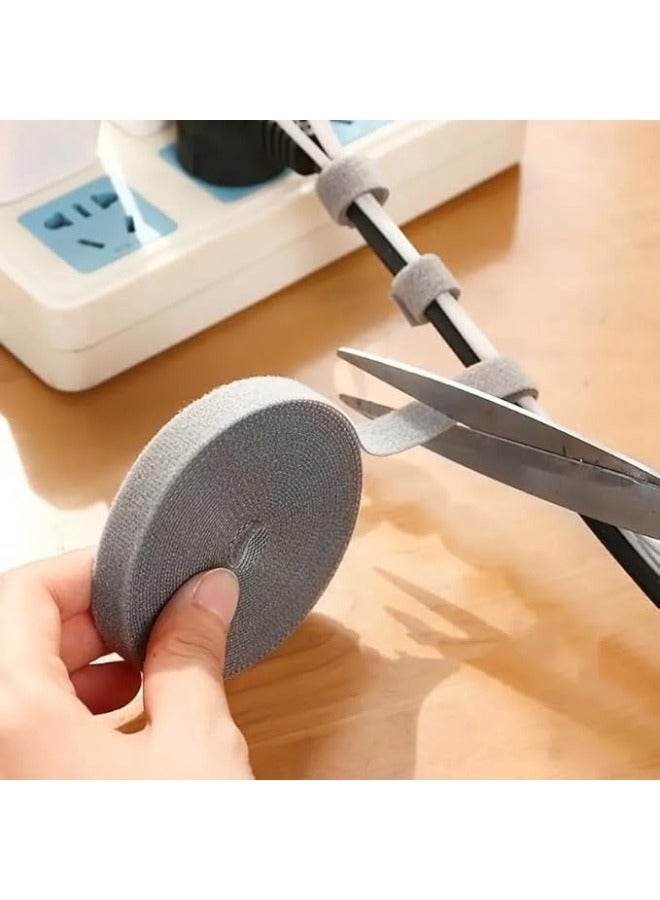 منظم الكابلات شريط تثبيت بطول 4 أمتار وعرض 2 سم أشرطة لاصقة، منظم كابلات مرن وقابل لإعادة الاستخدام للكمبيوتر والتلفزيون والطاقة والكابلات الأخرى - Image 3