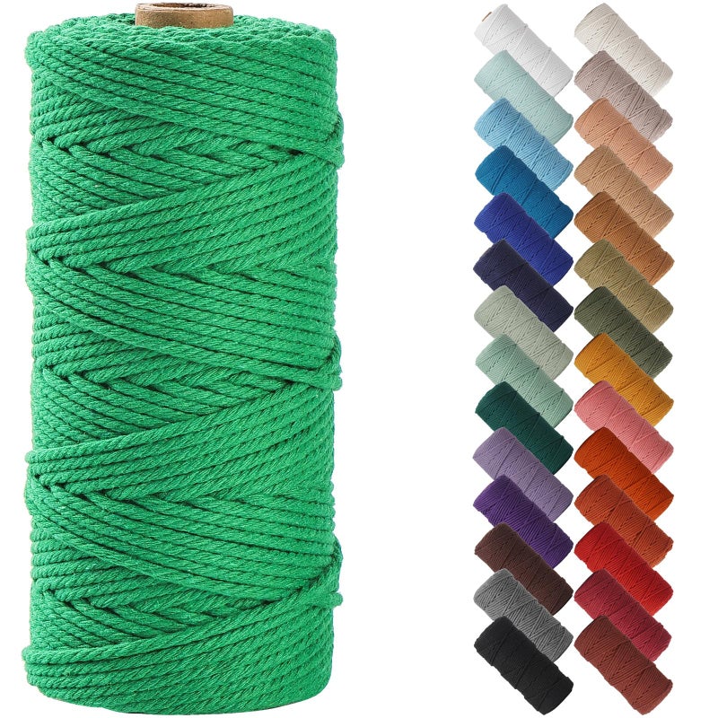 NOANTA Emerald Macrame Cord 3mm x 109yards Colored Macrame Rope Cotton Rope Macrame Yarn Colorful Cotton Craft Cord for Wall Hanging Plant Hangers Crafts Knitting - Image 3