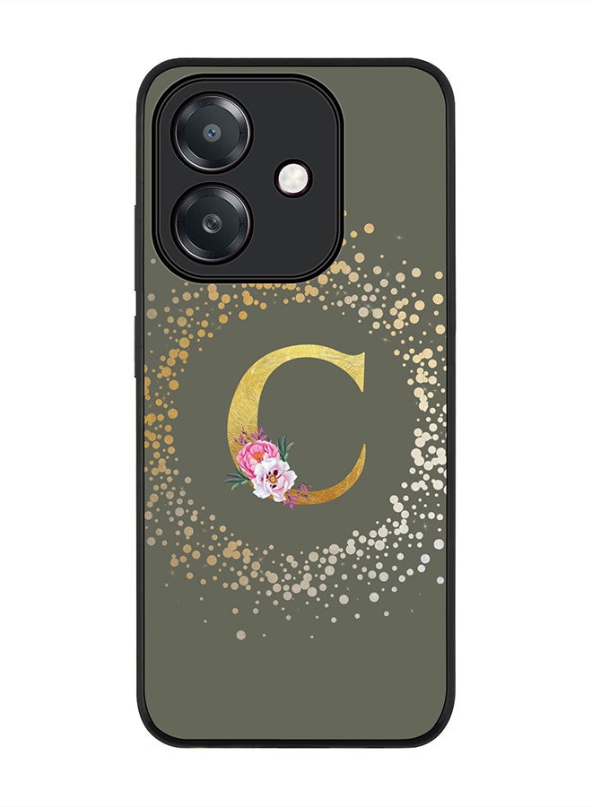For Oppo A3x 4G / A3 4G Case,Slim fit Camera Protection, Shockproof Thin Phone cover - Custom Monogram Floral - C (Olive Green )