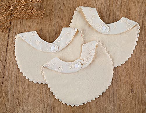 GZMM Baby Bib For Girls,Reversible Waterproof Handmade Natural Cotton Baby Drool Bib 0-12 months 2 Pack (off-white color A, 0-12 months) - Image 4