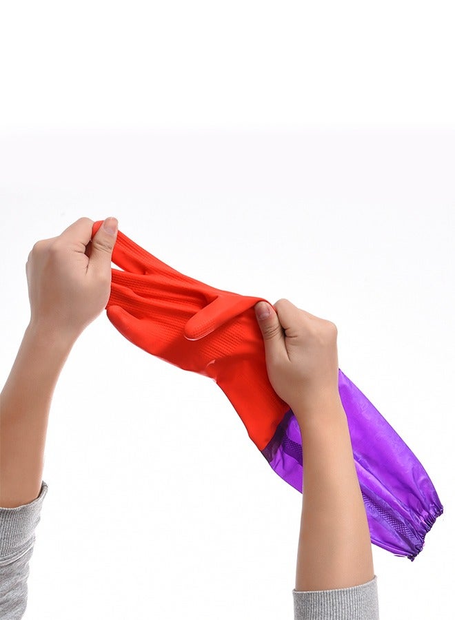 Waterproof Long Sleeves Latex Gloves Purple/Red 50centimeter  - Image 2
