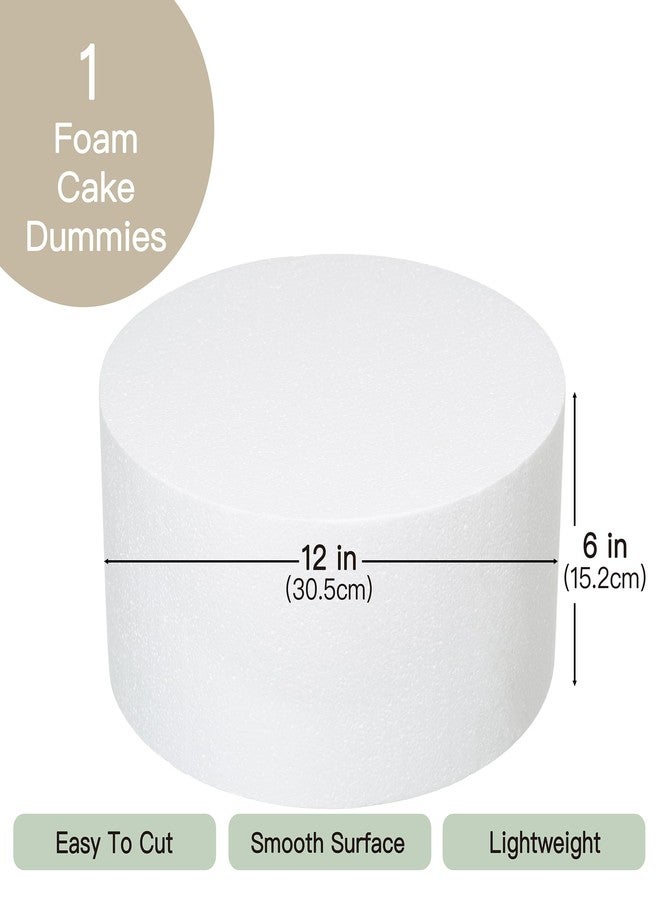 Crafare Round Foam Cake Dummies 12x6 Inch Polystyrene Circle Dummy Cake Set for Wedding Birthday Cakes Crafting Modeling Art Project Displays - Image 2