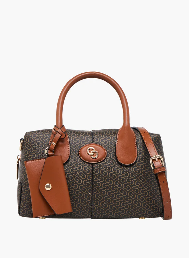 Celeste Monogram Print Tote Bag with Coin Pouch and Zip Closure