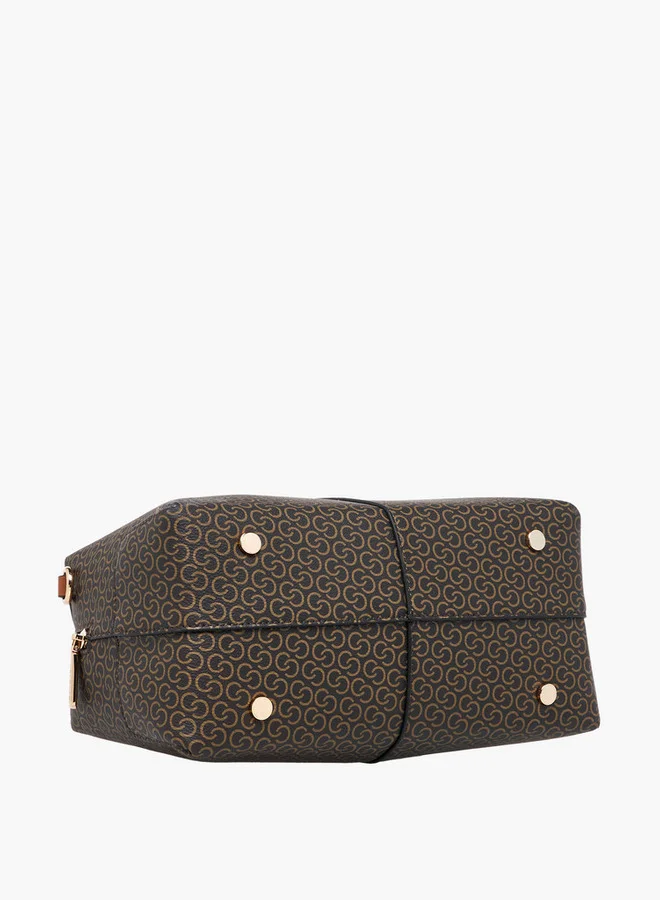 Celeste Monogram Print Tote Bag with Coin Pouch and Zip Closure