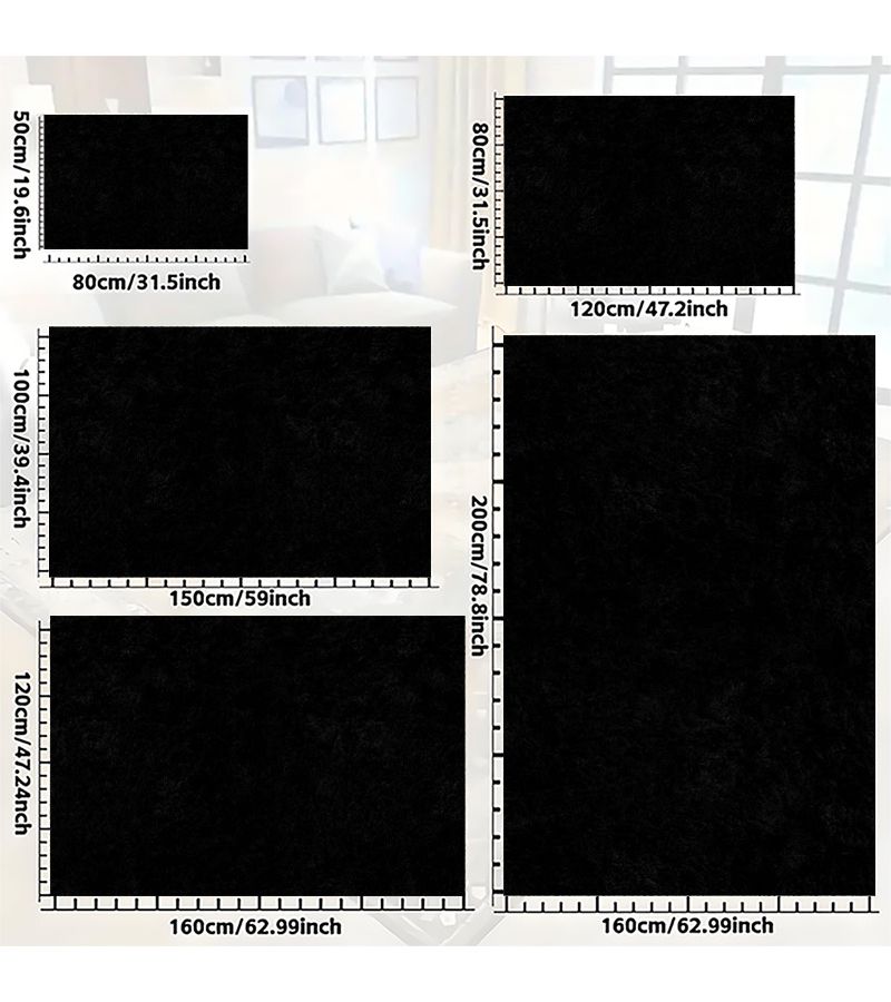 Velvet Non Slip Backing Carpet 2D Flat 55.11 X 78 Inches Pure Black Minimalist Carpet For Living Room High Traffic Areas Indoor Spaces Modern Style Easy Maintenance - Image 3