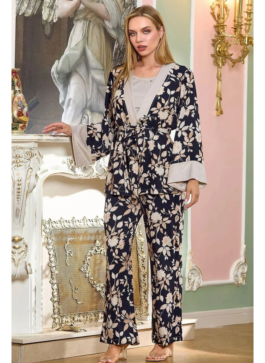 Cossy By Aqua 25197 Women's Dressing Gown Pajama Set-Flowered