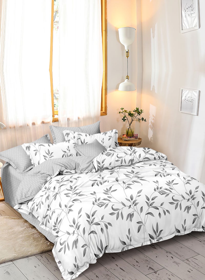 Donetella Printed Duvet Set, King Size 220x240 cm - 6-Pcs Bed Set, Microfiber Fabric - 1 Duvet Cover, 1 Fitted Sheet, 2 Pillow Shams, 2 Pillowcases (Filler Not Included) - Image 1