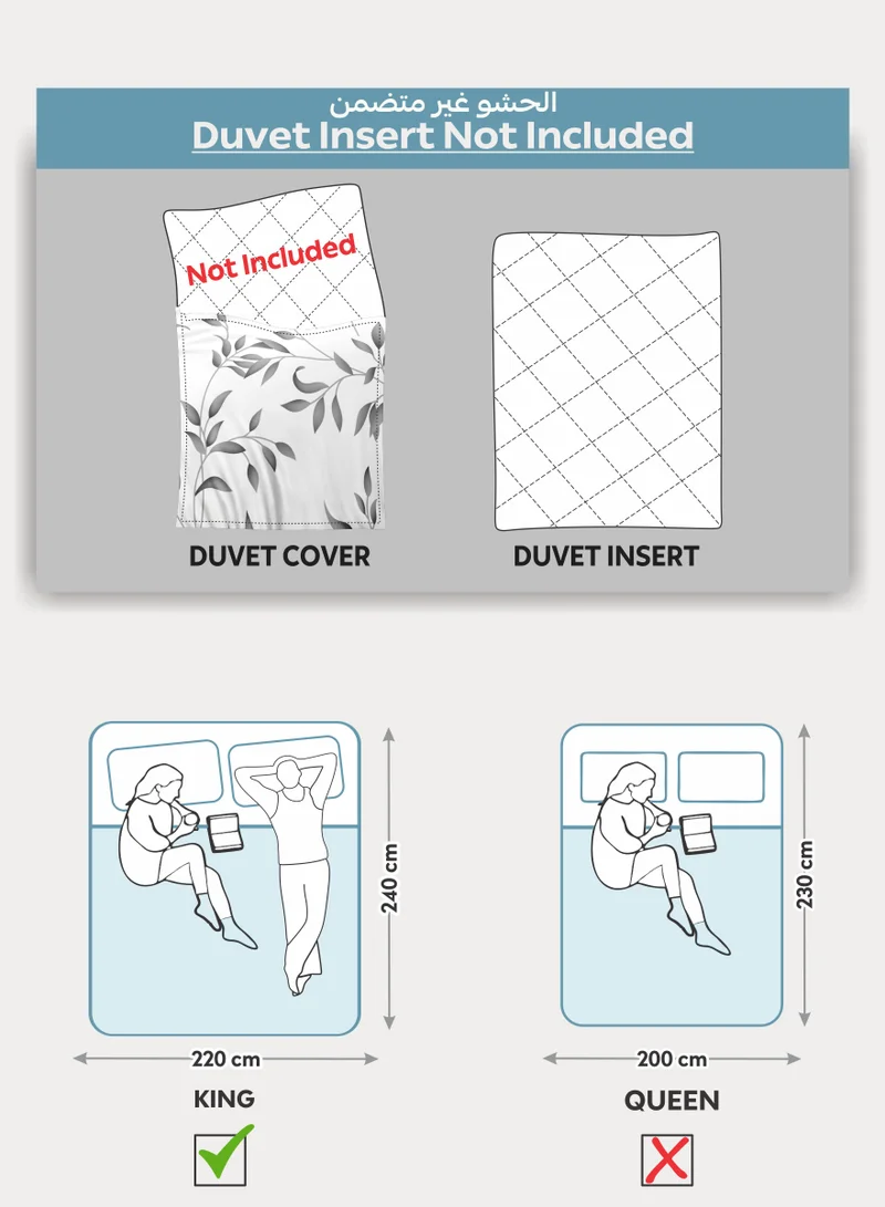 Donetella Printed Duvet Set, King Size 220x240 cm - 6-Pcs Bed Set, Microfiber Fabric - 1 Duvet Cover, 1 Fitted Sheet, 2 Pillow Shams, 2 Pillowcases (Filler Not Included)