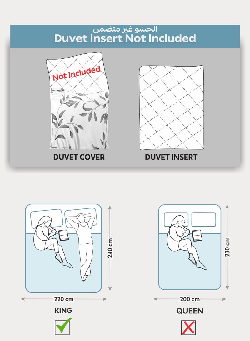 Donetella Printed Duvet Set, King Size 220x240 cm - 6-Pcs Bed Set, Microfiber Fabric - 1 Duvet Cover, 1 Fitted Sheet, 2 Pillow Shams, 2 Pillowcases (Filler Not Included) - Image 2