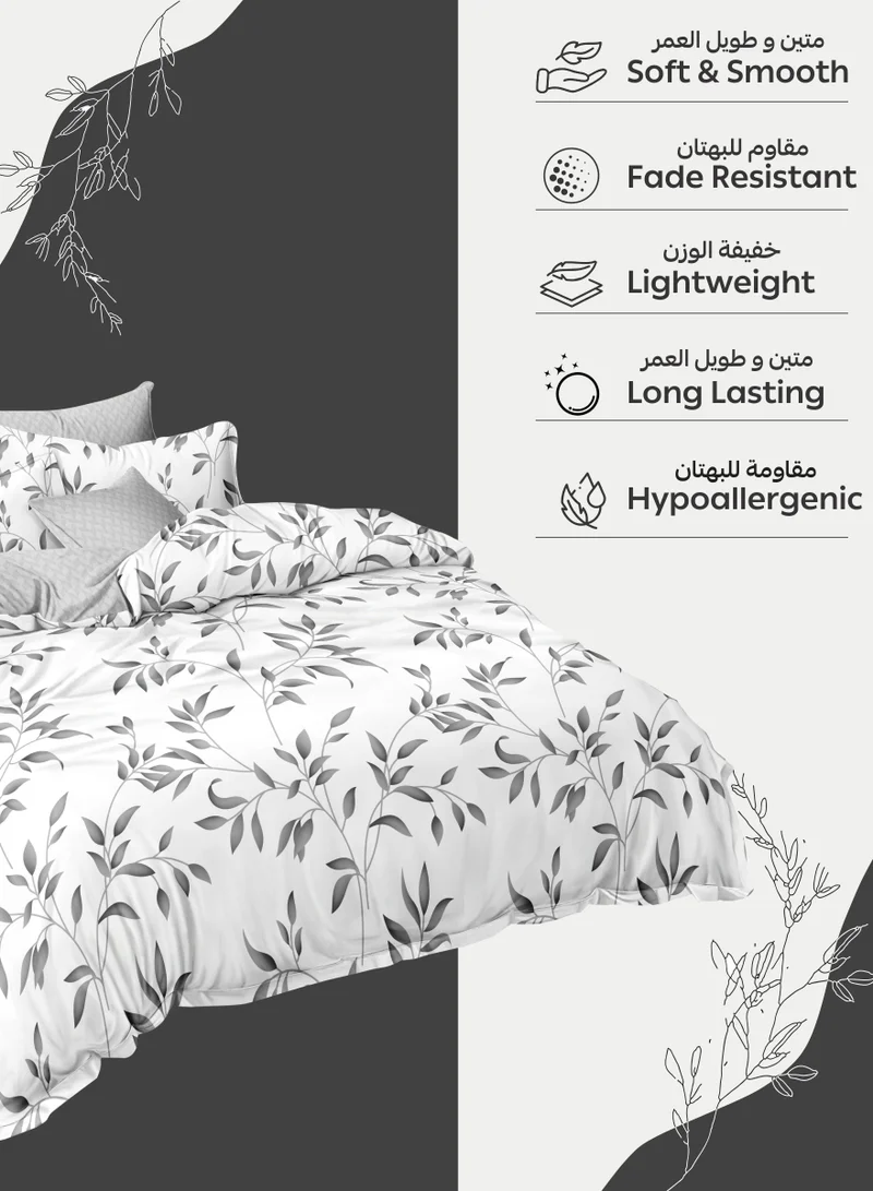 Donetella Printed Duvet Set, King Size 220x240 cm - 6-Pcs Bed Set, Microfiber Fabric - 1 Duvet Cover, 1 Fitted Sheet, 2 Pillow Shams, 2 Pillowcases (Filler Not Included)