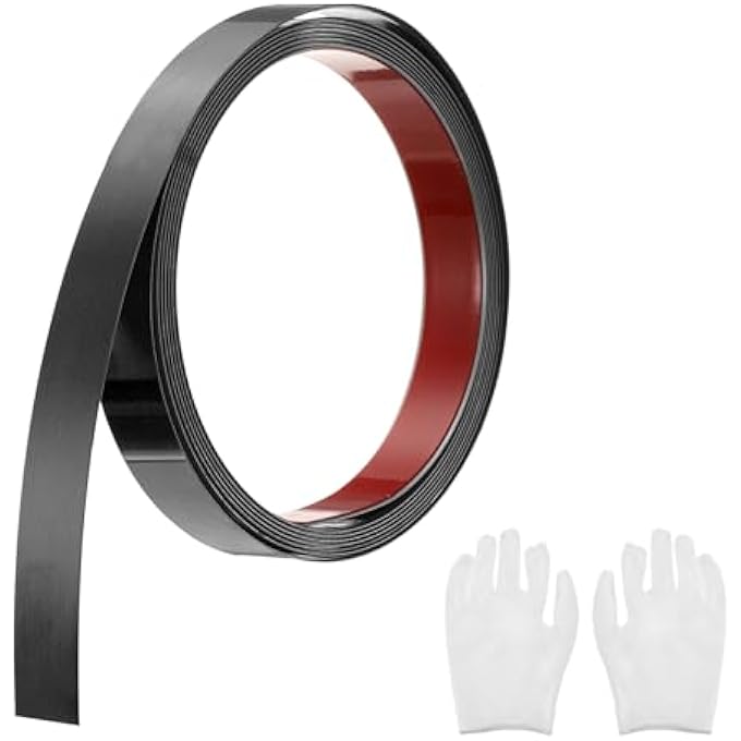 STAINLESS STEEL MOULDING STRIP SELF-ADHESIVE BRUSHED BLACK PEEL AND STICK WALL MOLDING STRIP WITH GLOVE, DECORATIVE STRIP FOR WALL MIRRORS, 0.78 X 9.8 FT - Image 1