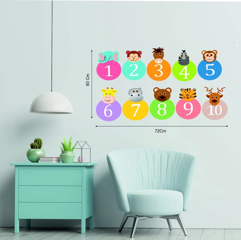 Techgifti Animals with Numbers - Baby- Kids-Learning Education Nursery Wall Sticker (Size - 60 Cm X 72 Cm) - Image 3