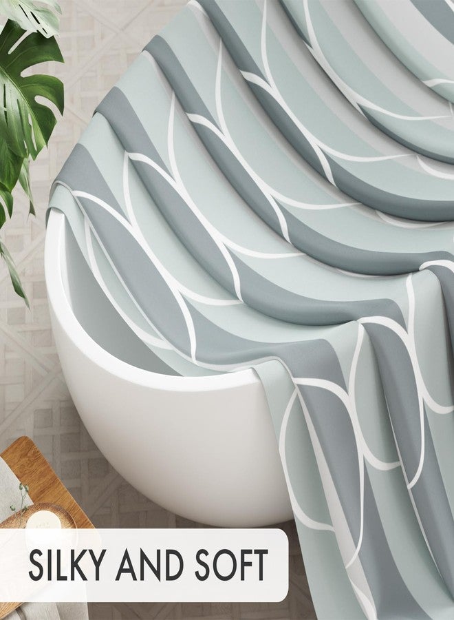 AmazerBath Shower Curtain Sets, Washable Cloth Geometric Green-Grey Stripped Fabric Shower Curtain with 12 Metal Hooks, Luxury Home Farmhouse Polyester Bathroom Decor Shower Curtains, 72x72 Inches - Image 3