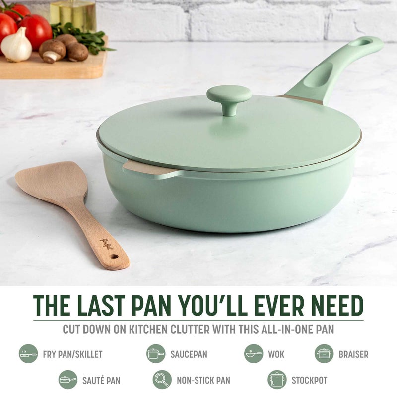 Goodful All-in-One Pan, Multilayer Nonstick, High-Performance Cast Construction, Multipurpose Design Replaces Multiple Pots and Pans, Dishwasher Safe Cookware, 11-Inch, 4.4-Quart Capacity, Sage Green - Image 2
