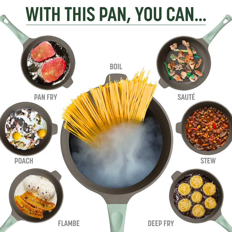 Goodful All-in-One Pan, Multilayer Nonstick, High-Performance Cast Construction, Multipurpose Design Replaces Multiple Pots and Pans, Dishwasher Safe Cookware, 11-Inch, 4.4-Quart Capacity, Sage Green - Image 3
