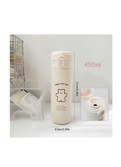 KASTWAVE Thermos Water Bottle, Kawaii Bear Thermal Water Bottle, Leak Proof Insulated Water Bottle, Portable Stainless Steel Thermal Bottle with Cloth Cover Hot or Cold Drinks  - Image 5