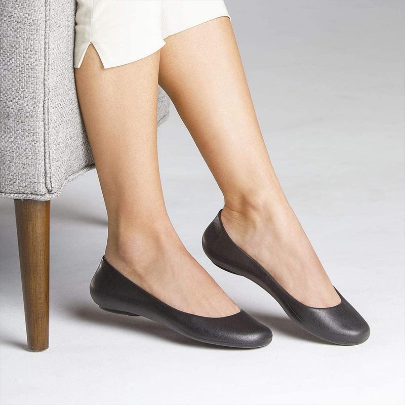 OKABASHI Women's Georgia Soft Jelly Ballet Flats (Black, 6) | Daily Slip-On Shoes w/Arch Support | Helps Relieve Foot Soreness & Pain - Image 2