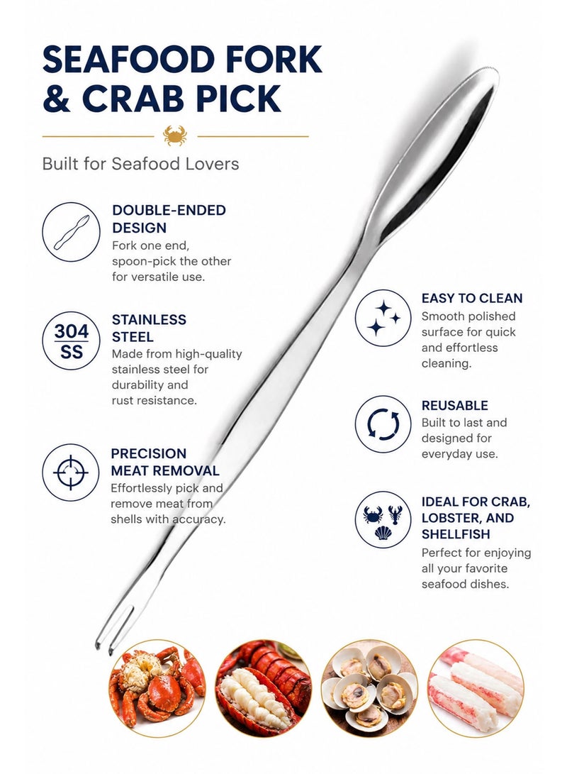 Stainless Steel Seafood Forks & Picks Set, 23.3cm Extra Long Lobster & Crab Meat Extractor Tools, Dual-End Seafood Pickers for Shellfish & Nuts - Image 3