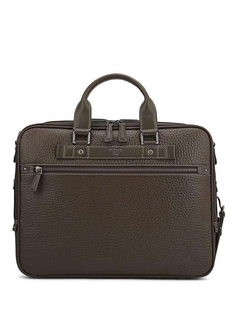 دا ميلانو حقيبة لاب توب جلد طبيعي بني من دا ميلانو