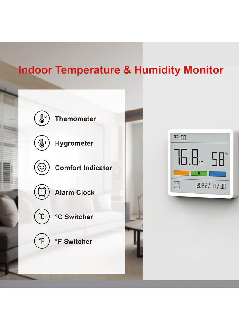 SYOSI - Digital Thermometer Hygrometer Indoor Thermometer Room Temperature Gauge Humidity Monitor with Large Digital Date Clock for Home Office Greenhouse Warehouse - Image 1