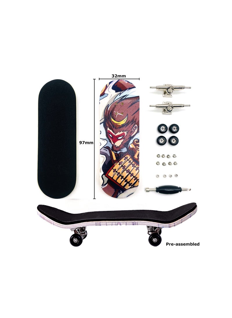 SYOSI - Finger Skateboard, Professional Complete Wooden Fingerboard, 32/34mm 5-Ply Maple Finger Skateboard with Upgraded Components, Solid Performance Complete Wooden Fingerboard  (M-King) - Image 1